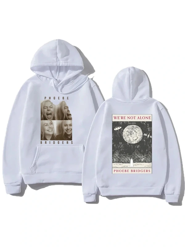 Beyaz Moda rahat Hoodies Phoebe bripocket Indie halk Unisex Hoody ile boy yönlü y
