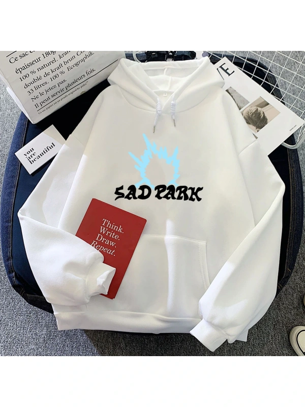 Beyaz Sad Park BandHoodiesUnisex sıcak uzun ko