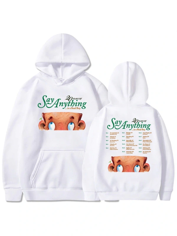 Beyaz Unisex 20 Years of Say Anything Is A Real Boy Tour Rock Band Hip Hop Streetwear Winte