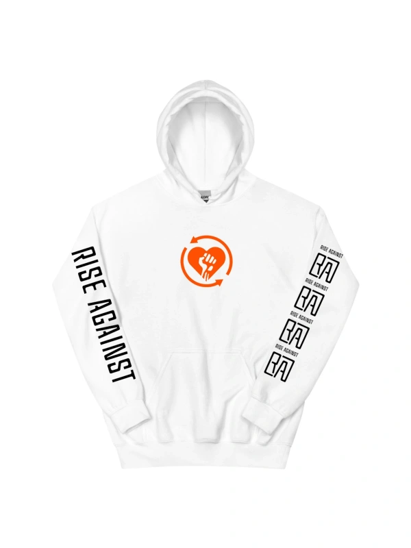 Beyaz Unisex 2025 Heartfist RA Baskı Kapüşonlular RISE AGAINST RICOCHET Albümü Cep