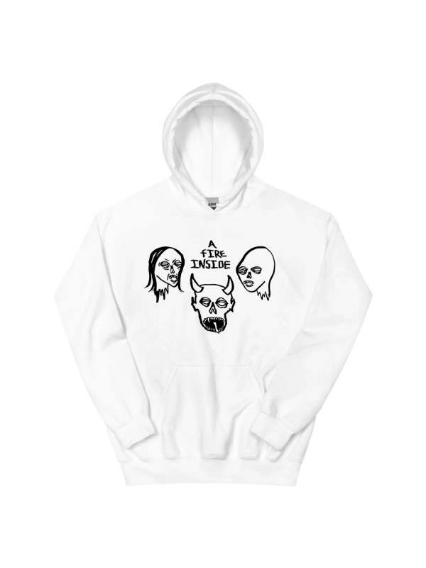 Beyaz Unisex A Fire Inside Siyah Hoodie Yüzleri Fildişi AFI Grafik Moda Kapşonlu