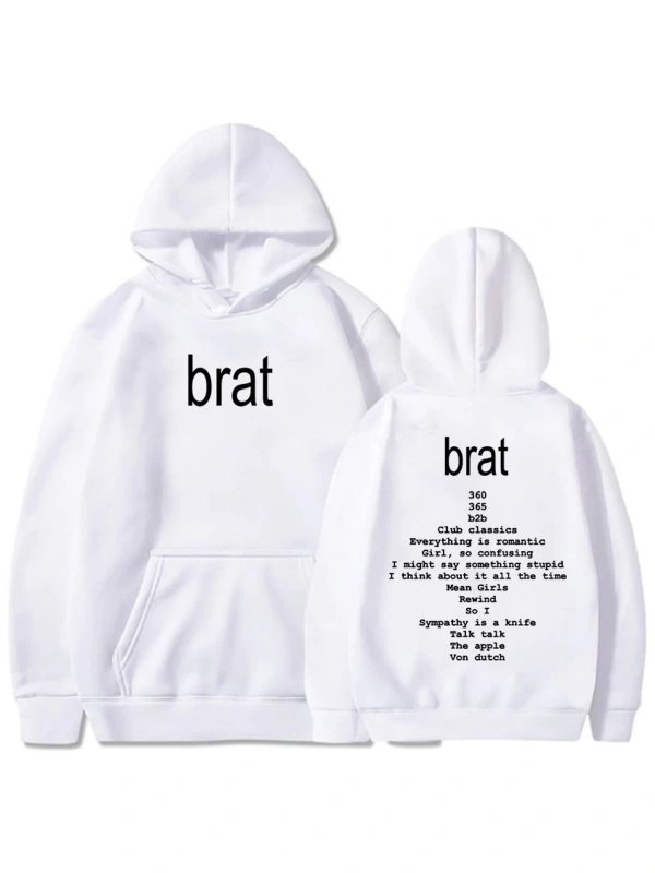 Beyaz Unisex albümü Brat grafik baskı charderas Charli XCX şarkıcı baskı Ropa Hombre rahat er