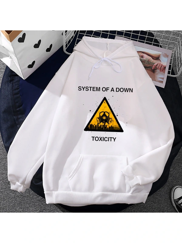 Beyaz Unisex Aşağı Toksisite Sistemi Kapşonlu Vintage Streetweet Grunge Giyim