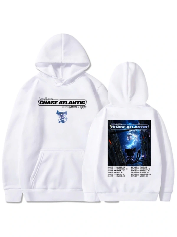 Beyaz Unisex Avrupa ve İngilterede Kayıp Tur Chase Atlantic Rock Band Grafik Po