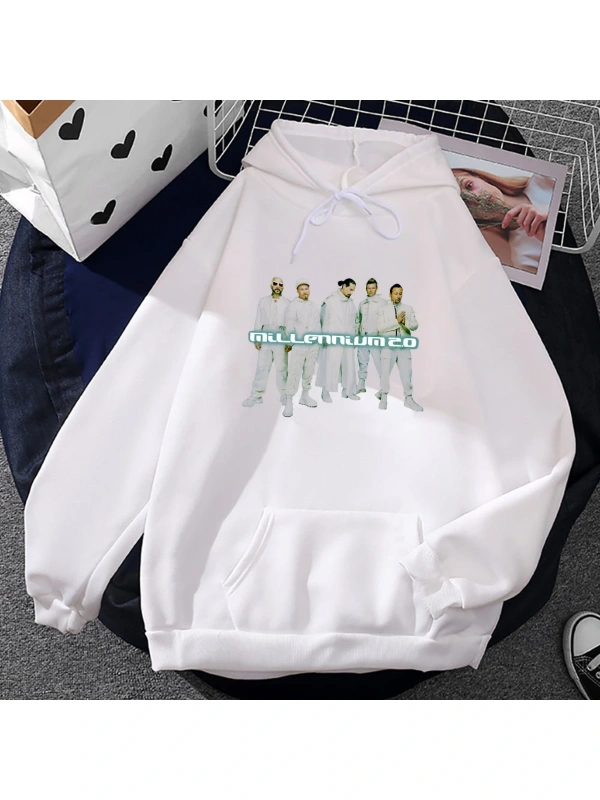 Beyaz Unisex Backstreet Boys Millennium 2.0 Kapüşonlular Sonbahar Rahat Moda Kapş
