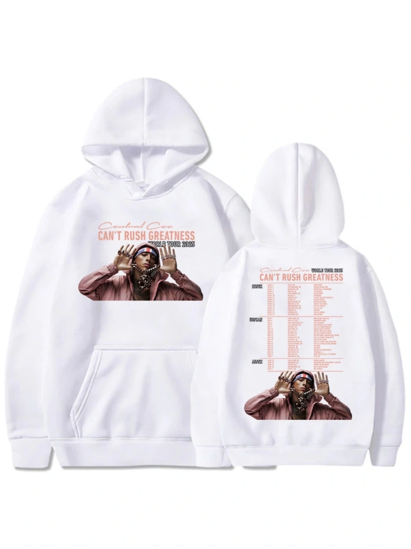 Beyaz Unisex CANT RUSH GREATNESS World Tour 2025 Central Cee Singer Printing Sweatshirts Moletom