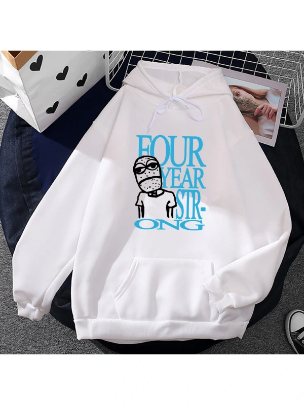 Beyaz Unisex Dört yıl güçlü müzik grubu tur komik karikatür köpek baskı Winter deras