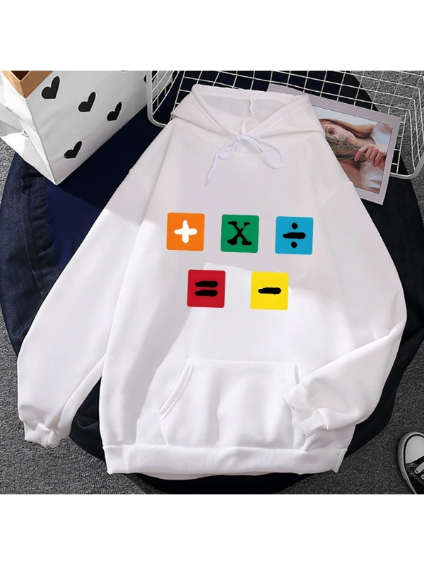 Beyaz Unisex Ed Sheeran 2023 Tur Hoodie Moda Rahatn