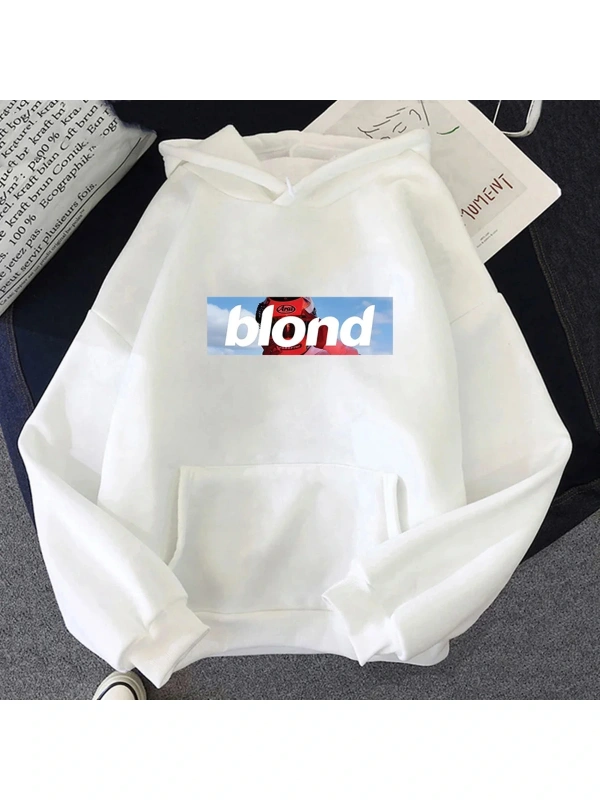 Beyaz Unisex Frank O-ocean Sarışın Hoody Rahat ve Hoodie Minimalizm Bask