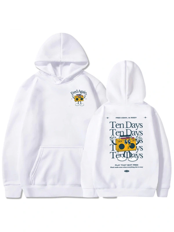 Beyaz Unisex Fred tekrar on gün kıyafetleri kapşonlu Hip Hop Streetwear Hombre dera
