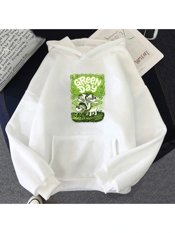 Beyaz Unisex G-yeşil Gün Müzik Rock Grubu Boy Kapşonlu Moda Yakışıklı Dört