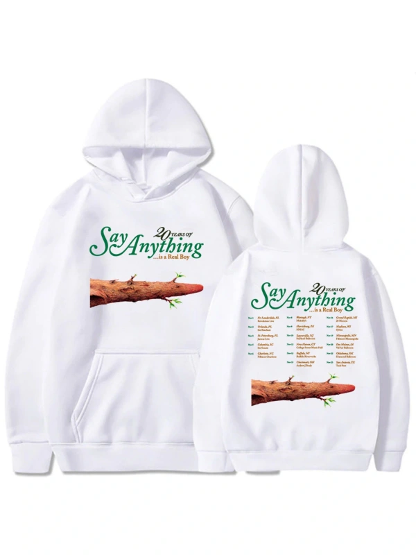 Beyaz Unisex Graphic Clothes 20 Years of Say Anything Is A Real Boy Tour Heavy Mental Fashion Band