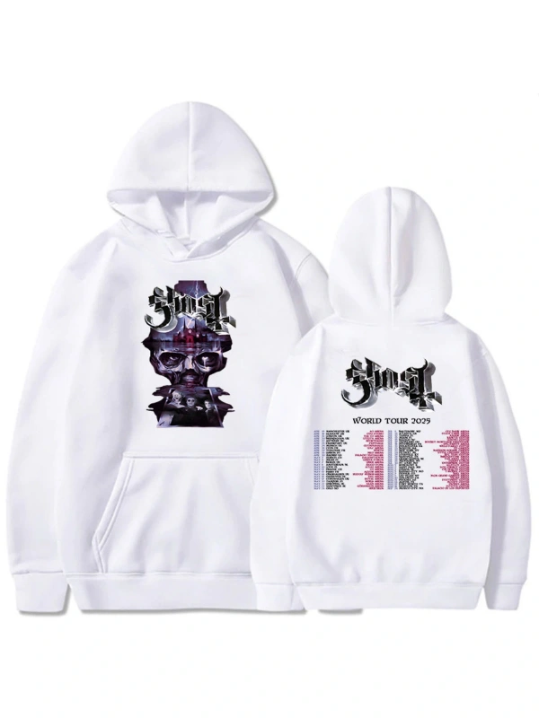 Beyaz Unisex Hayalet Dünya Turu Rock Grubu Hip Hop Sokak Stili Sudaderas Hombre K