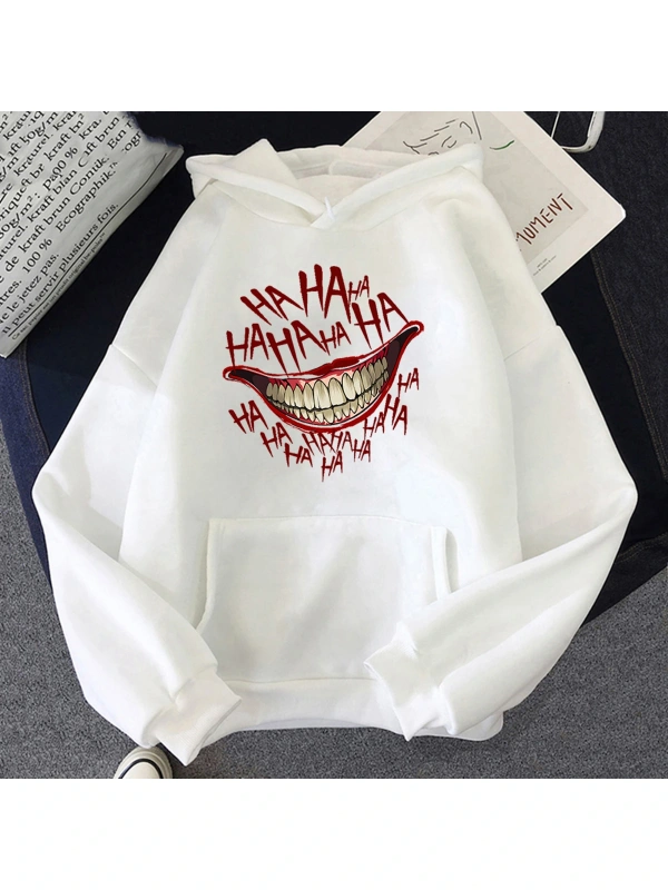 Beyaz Unisex Hip Hop Lol Gülüyor Cehennem Kapşonlu Sudaderas G