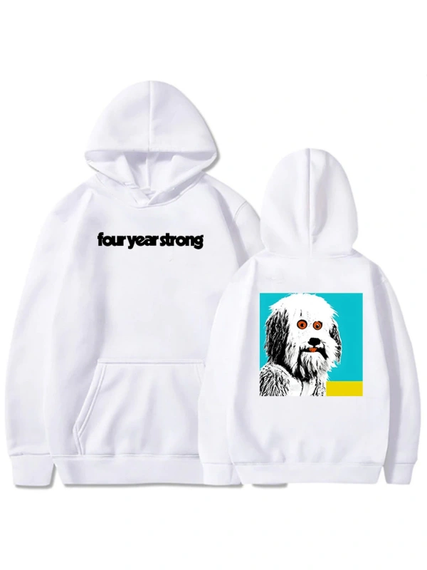 Beyaz Unisex Hip Hop Streetwear dört yıl güçlü rahat lar kapüşonlu köpe