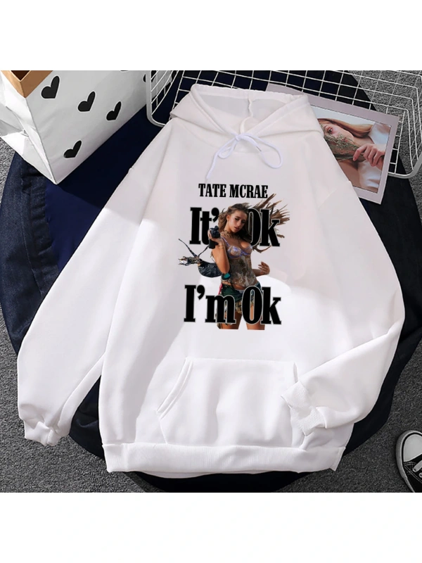 Beyaz Unisex Hip Hop Streetwear tamam ben tamam Tate McRae caderas Con Capuchae