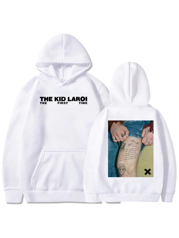 Beyaz Unisex Ilk kez çocuk LAROI Hoodie kızlar albümü grafik Sweatshirt cep Ropa Hombre giyim