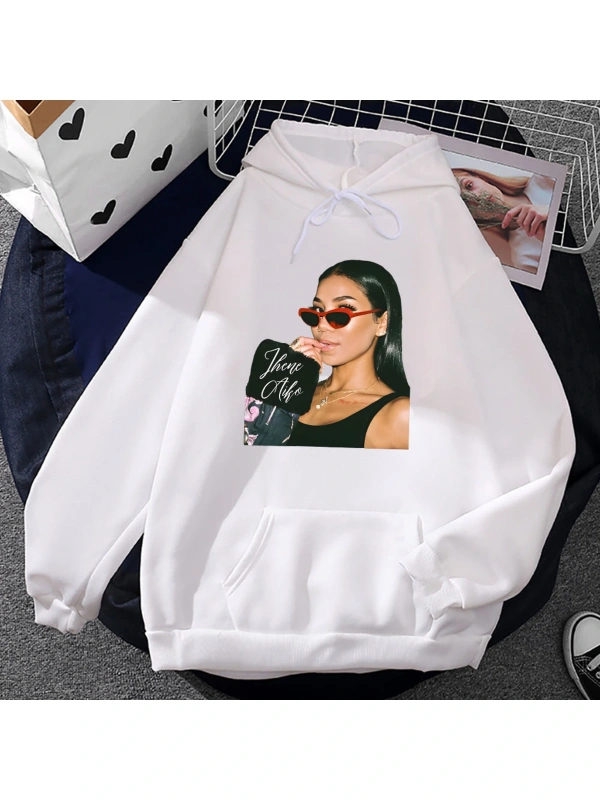 Beyaz Unisex Jhene Aiko kapüşonlu Streetwear şarkıcı grafik baskı