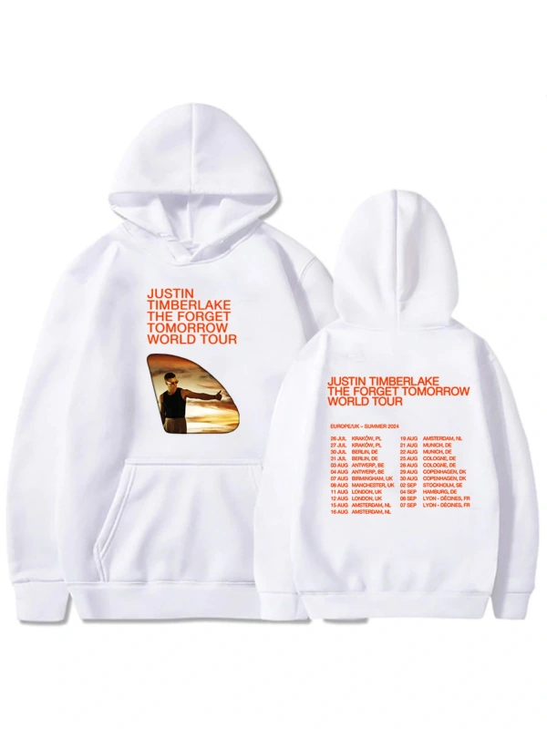 Beyaz Unisex Justin Timberlake yarın dünya turu giyim yumuşak grafik baskıse