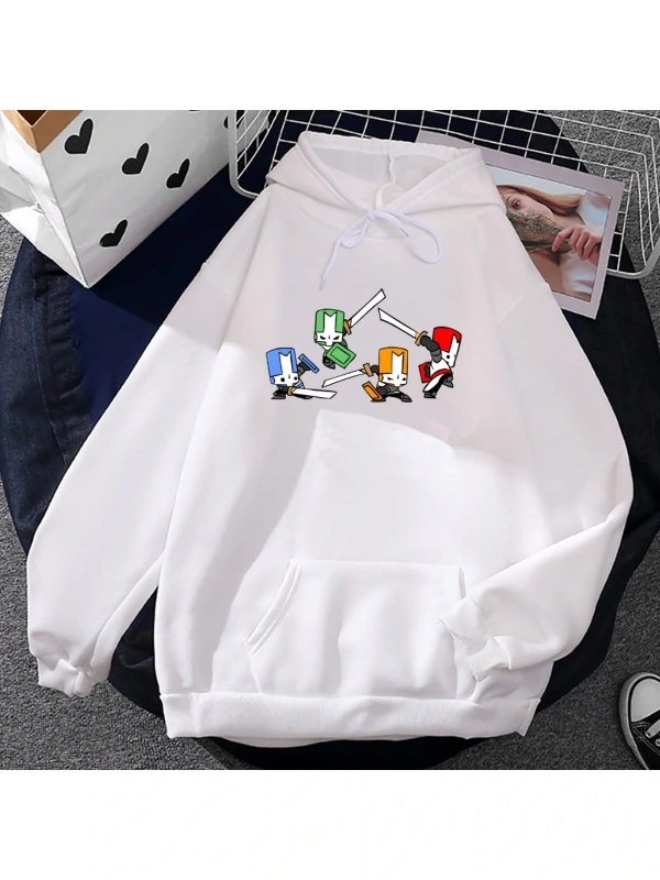 Beyaz Unisex Kale-kırıcılar oyun baskı Sudaderas kapşonlu k