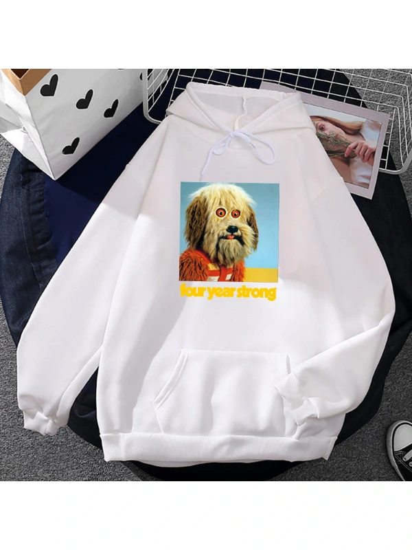 Beyaz Unisex Karikatür köpek baskı dört yıl güçlü deras rahat k