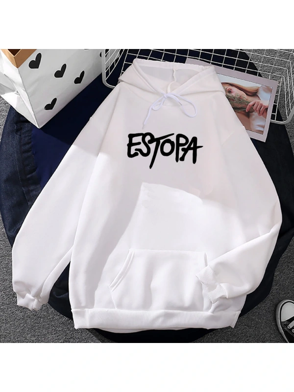 Beyaz Unisex KayaRumba Duo pa HoodiesekStreetwear ağır zihinsel