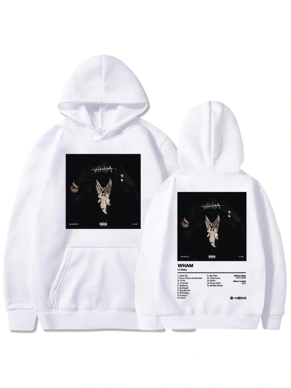 Beyaz Unisex Lil Baby WHAM Who Hard As Me Heavy Mental Fashion Sweatshirt for Winter Fleece