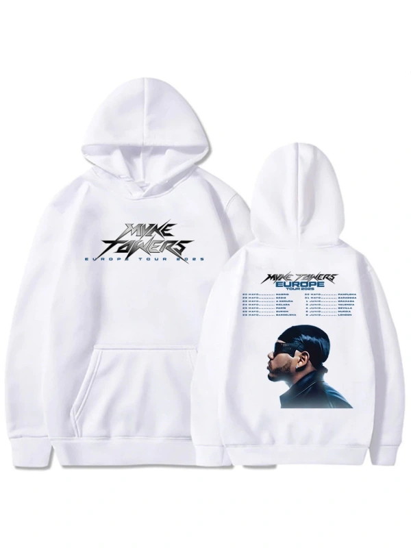 Beyaz Unisex Myke Towers Avrupa Turu Casual ErkekSokak