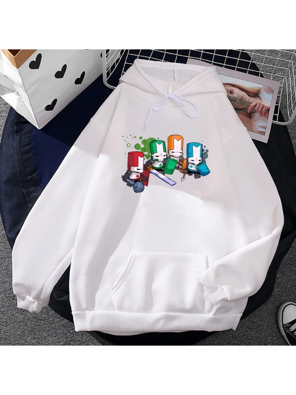 Beyaz Unisex Oyun kalesi-kırıcılar grafik giyim rahat kapüşonlu Streetwe