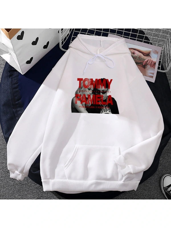Beyaz Unisex Peso Pluma Kenia Os Kapüşonlular TOMMY & PAMELA Şarkı Grafik okak Hip