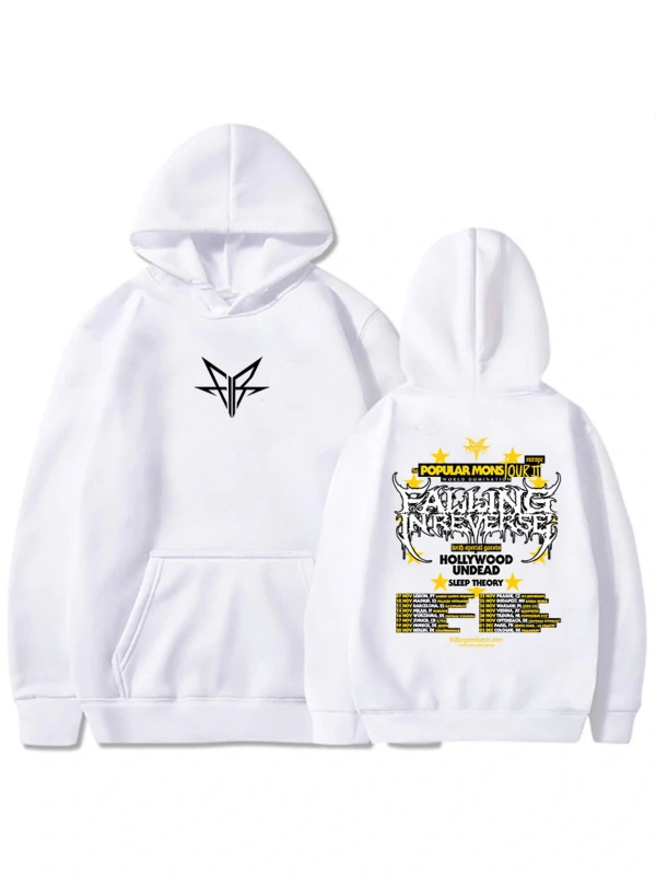 Beyaz Unisex Popüler Mons tur giyim ters bant içinde düşen grafik Hip Hop He