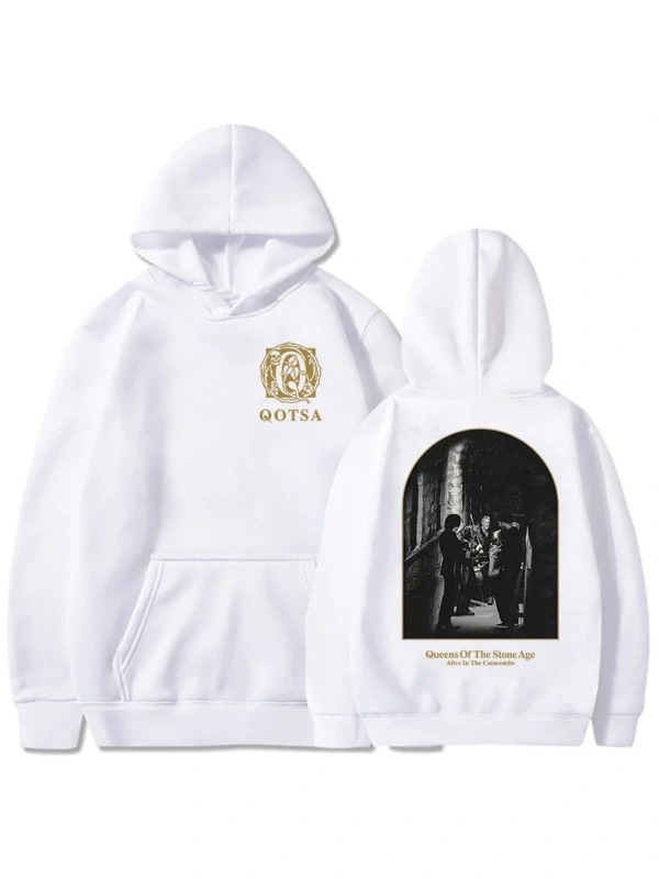 Beyaz Unisex QOTSA Katakomlarda Canlı Kapüşonlular TAŞ YAŞIN KRALIÇELER Rock Grubu Hop