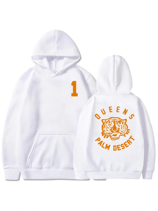 Beyaz Unisex Queens Palm çöl kaplan baskı Queens taş yaş Hip Hop Streetwear