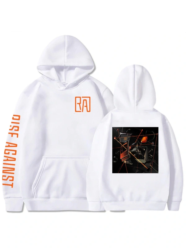 Beyaz Unisex RISE AGAINST RICOCHET Kapüşonlular Erkekrafik Rahat Gevşek Rock Grubu
