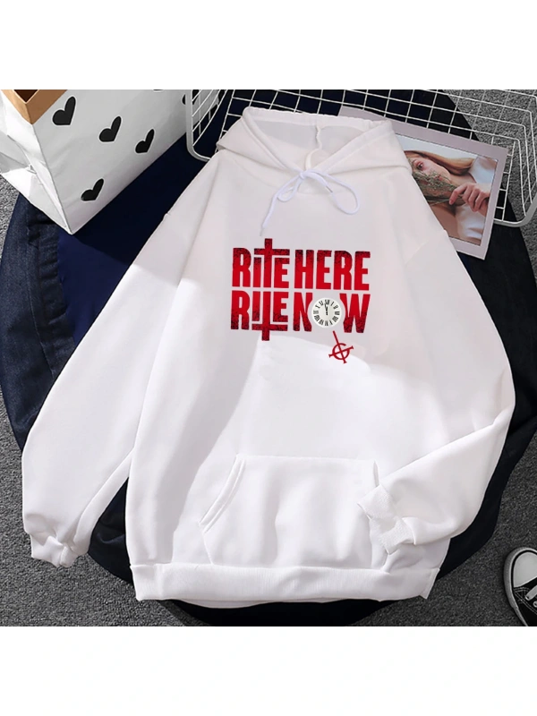 Beyaz Unisex Rite burada Rite şimdi mektup baskı hayalet Rock Band Streetwear rah