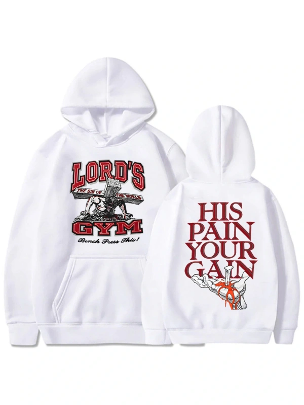 Beyaz Unisex Ropa Hombre lordun spor salonu onun ağrı sizinnç Hoodiesekkapüşon