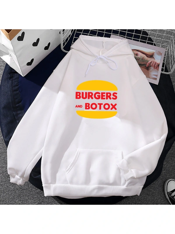 Beyaz Unisex Satış Sunset burger ve Botox komik karikatür