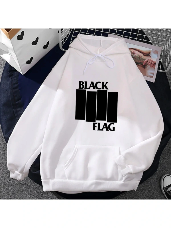 Beyaz Unisex Siyah bayrak bant baskı giyim Punk Rock tarzı sokak nedensel rahat ka