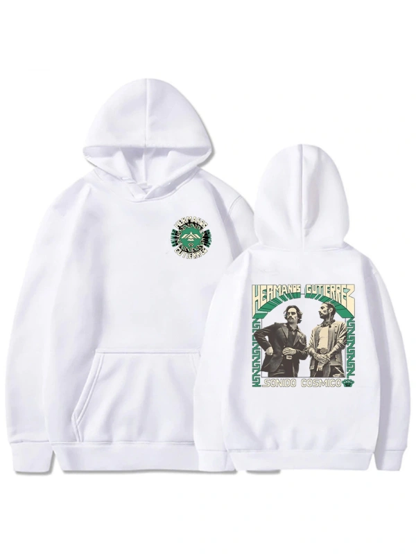 Beyaz Unisex Sonido Cosmico tur Band Hermanos Gutierrez grafik rahat Streetwe