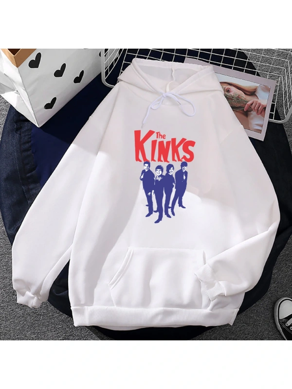 Beyaz Unisex Streetwear Band Kinks Hip Hop rahat Sweatshirts deras