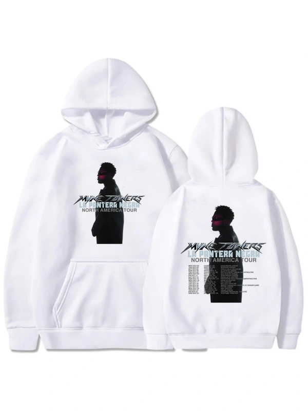 Beyaz Unisex Streetwear Myke kuleleri La Pantera Negra tur Moletom rahat