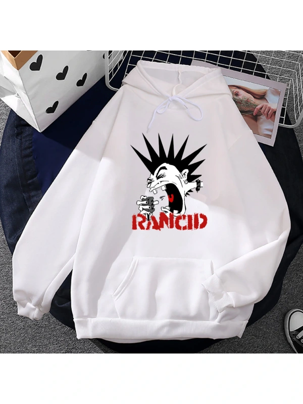 Beyaz Unisex Sudaderas Hombre Rancid Band Hip Hop Fashion Heavy Mental Printing Sweatshirts Casual