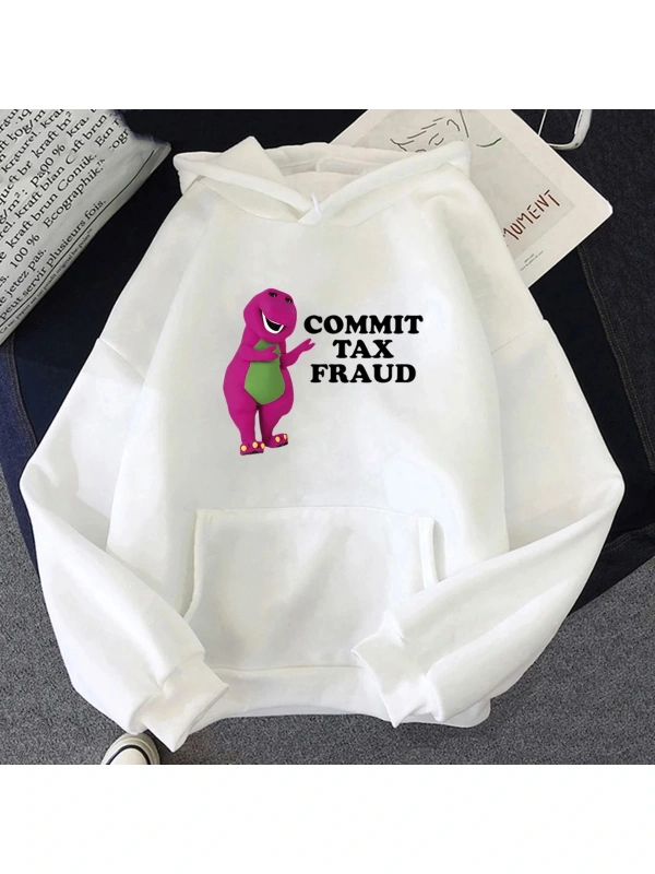 Beyaz Unisex Taahhüt vergi dolandırıcılık karikatür baskı erkekHarajuku
