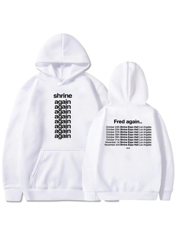 Beyaz Unisex Tapınak Fred tekrar on gün kapşonlu grafik giysi ağır zihinsel m