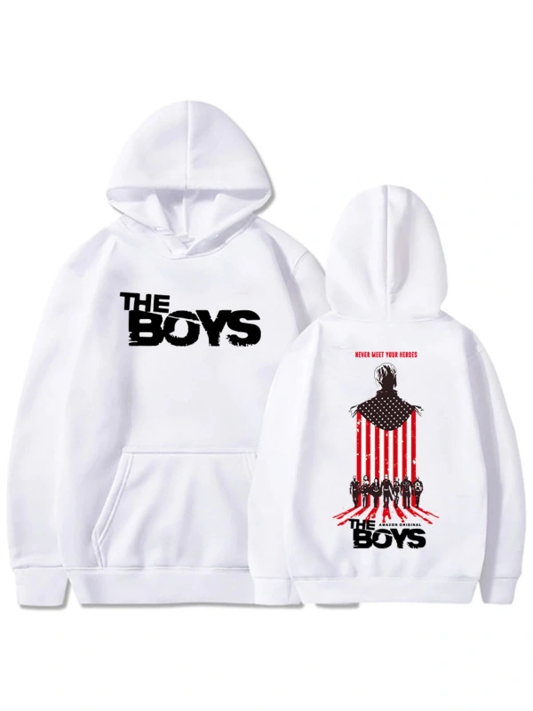 Beyaz Unisex The-boys Homelander Sudaderas Con Capucha film grafik baskı Str