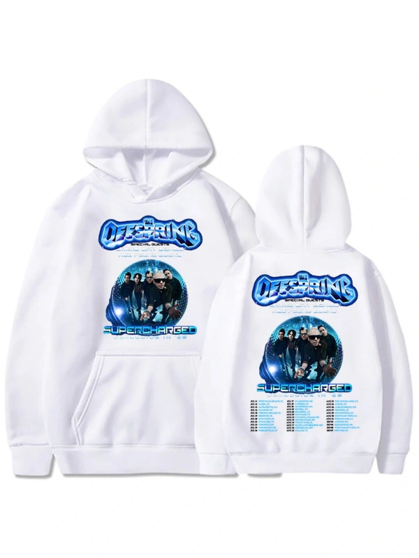 Beyaz Unisex The Offspring: 25te Dünya Çapında Süperşarjlı Kapüşonlular Giyim Kapşonlu Uzun K