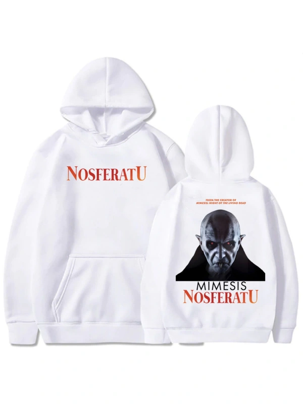Beyaz Unisex The Vampire Printing Horror Movie Nosferatu Graphic Sweatshirts Long Sleeve MenWomen