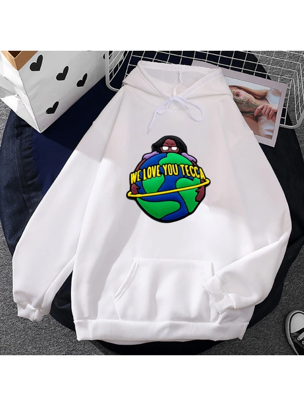 Beyaz Unisex We Love You Lil Tecca Rapper Graphic Heavy Mental Streetwear Hip Hop Long Slee