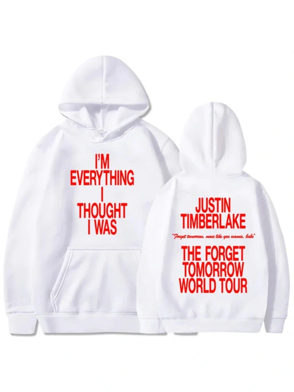 Beyaz Unisex Yarın dünya turu unutmak Justin Timberlake şarkıcı baskı Streetwear Hip Ho