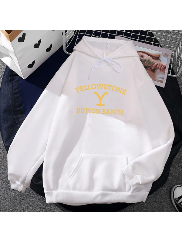 Beyaz Unisex Yellowstone Dutton Ranch TV Series Graphic Clothes Winter Long Sleeve MenWomen Sweat